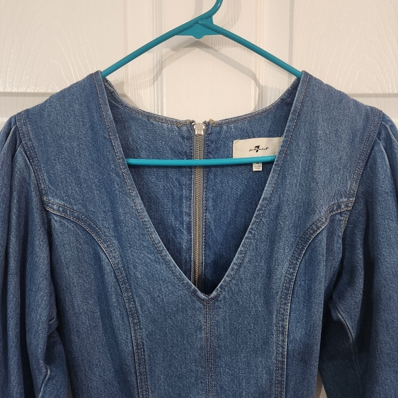 7 For All Mankind Blue Denim Mini Dress - Picture 8 of 16